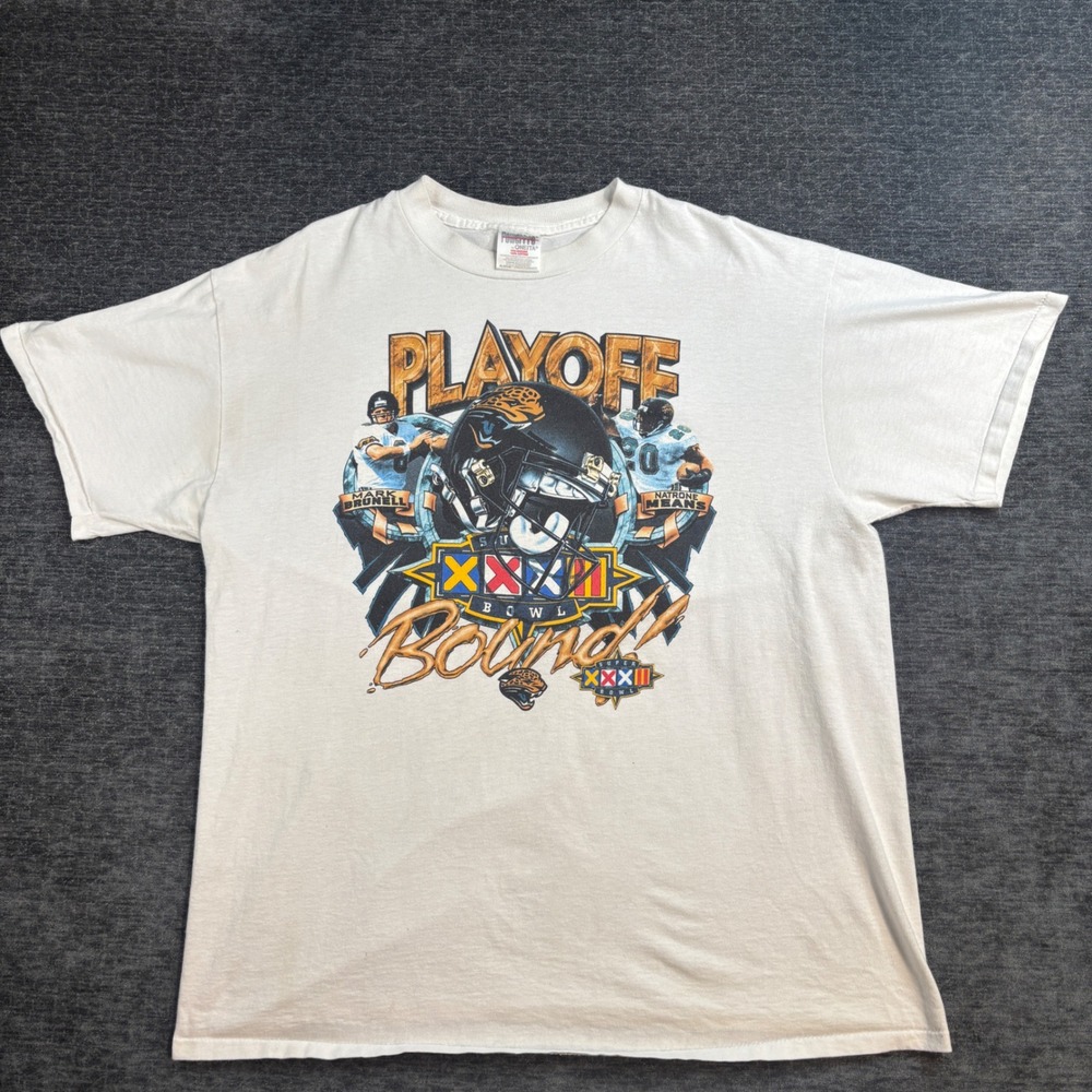 Vintage Jacksonville Jaguars Super Bowl XXXII Playoff T-Shirt White XL Oneita